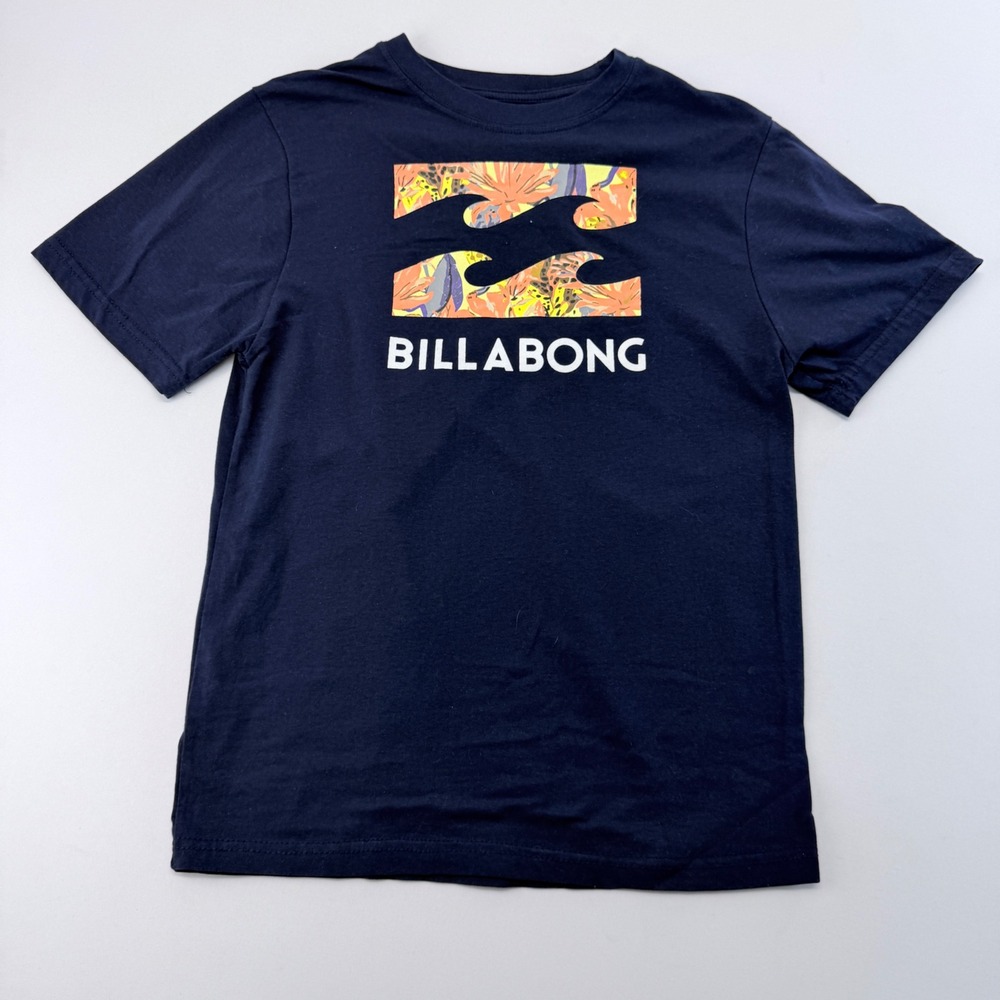 Billabong Loungewear Navy Blue Floral Logo Graphic T-Shirt Small